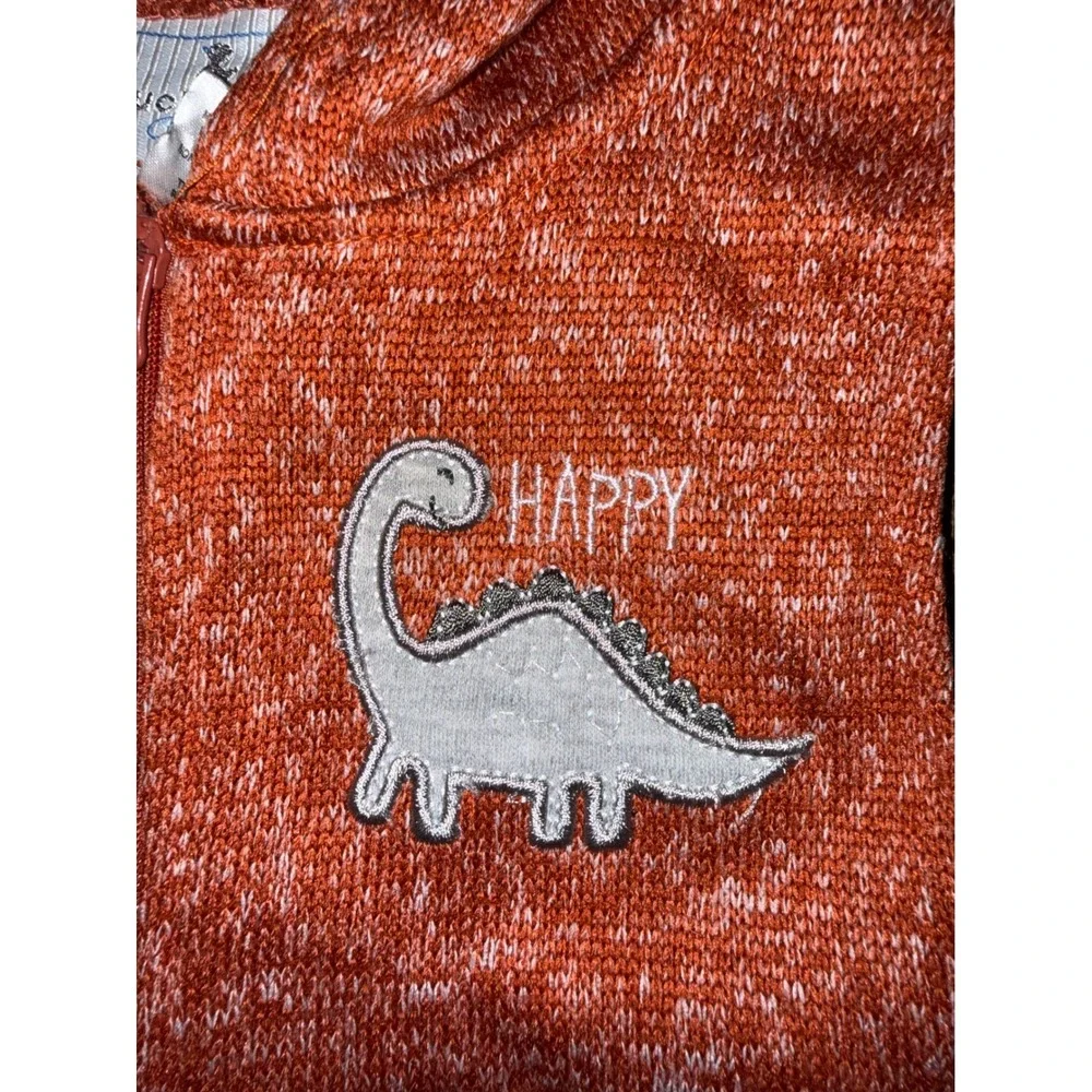 Duck Duck Goose Boys Orange Marl Knit Dinosaur Hooded Vest 18M D81923